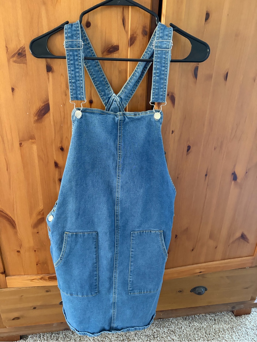 Denim Overall Pinafore Dress in Classic Blue